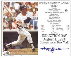 Autographed REGGIE JACKSON New York Yankees 8X10 HOF Induction Day Photo JSA