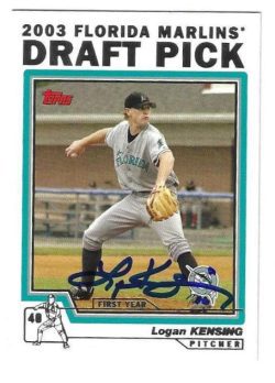Autographed LOGAN KENSING Florida Marlins 2004 Topps Card
