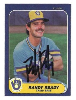 Autographed RANDY READY Milwaukee Brewers 1986 Fleer Card