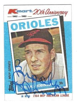 Autographed BROOKS ROBINSON Baltimore Orioles 1982 Topps KMART Card