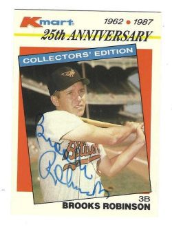Autographed BROOKS ROBINSON Baltimore Orioles 1987 Topps KMART Card