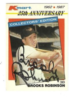 Autographed BROOKS ROBINSON Baltimore Orioles 1987 Topps KMART Card