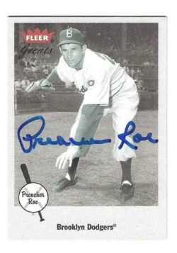 Autographed PREACHER ROE Brooklyn Dodgers 2002 Fleer Greats of the Game Card