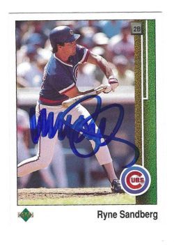 Autographed Ryne Sandberg Chicago Cubs 1989 Upper Deck Card