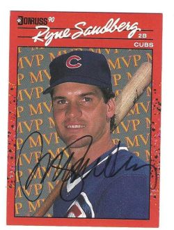 Autographed Ryne Sandberg Chicago Cubs 1990 Donruss Card