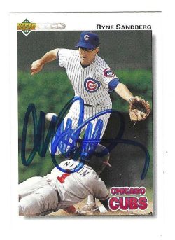 Autographed Ryne Sandberg Chicago Cubs 1992 Upper Deck Card