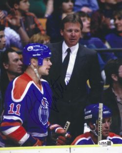 Autographed GLEN SATHER Edmonton Oilers 8x10 photo JSA