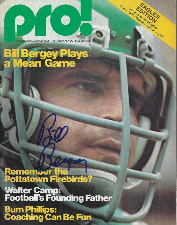 Autographed Bill Bergey Philadelphia Eagles Pro Magazine 11/7/1976