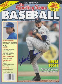 Autographed SCOTT ERICKSON Minnesota Twins The Sporting News 1992 Yearbook