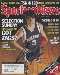 Autographed ADAM MORRISON Gonzaga Bulldog's The Sporting News Magazine 3/17/2006