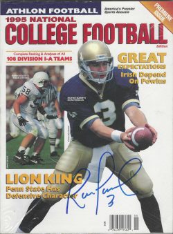 Autographed RON POWLUS Notre Dame Fighting Irish 1995 Athlon Magazine