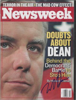 Autographed HOWARD DEAN Newsweek Magazine 1/4/2004