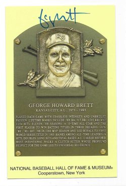 Autographed GEORGE BRETT Hall of Fame HOF Gold Plaque Post card Beckett