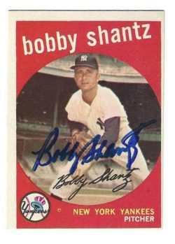 Autographed BOBBY SHANTZ New York Yankees 1959 Topps Card