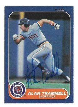 Autographed ALAN TRAMMELL Detroit Tigers 1986 Fleer Card