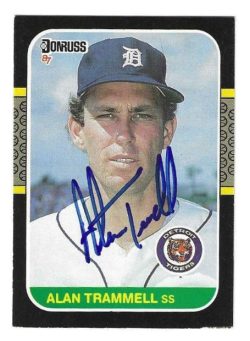 Autographed ALAN TRAMMELL Detroit Tigers 1987 Donruss Card