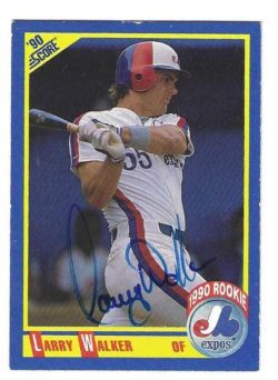 Autographed LARRY WALKER Montreal Expos 1990 Score Card