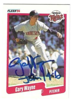 Autographed GARY WAYNE Minnesota Twins 1990 Fleer Card