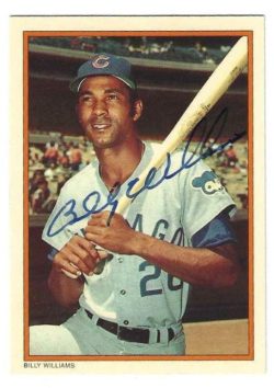 Autographed BILLY WILLIAMS Chicago Cubs 1985 Topps Circle K Card