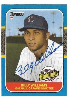 Autographed BILLY WILLIAMS Chicago Cubs 1987 Donruss Highlights Card