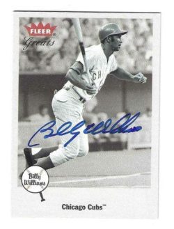 Autographed BILLY WILLIAMS Chicago Cubs 2002 Fleer Greats of the Game Card