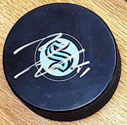 Autographed SHANE WRIGHT Seattle Kraken Hockey Puck