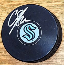 Autographed CHANDLER STEPHENSON Seattle Kraken Hockey Puck