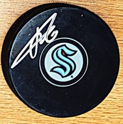 Autographed ADAM LARSSON Seattle Kraken Hockey Puck
