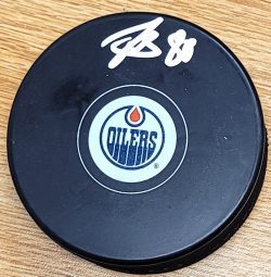 Autographed DAVID TOMASEK Edmonton Oilers Hockey Puck