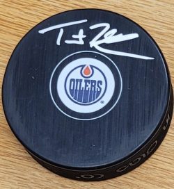 Autographed TRENT FEDERIC Edmonton Oilers Hockey Puck