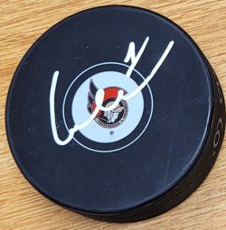 Autographed LEEVI MERILAINEN Ottawa Senators Hockey Puck