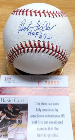 Autographed BOB FELLER "HOF 62" Official Major League Baseball JSA