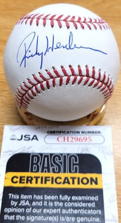 Autographed RICKEY HENDERSON Official Major League Baseball JSA
