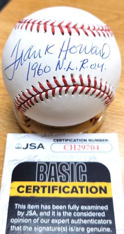 Autographed FRANK HOWARD "1960 NL ROY" Official Major League Baseball JSA