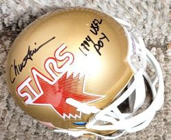 Autographed CHUCK FUSINA "1984 USFL POY" Philadelphia Stars Mini Helmet