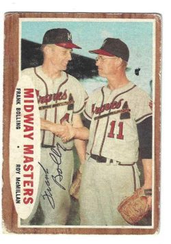 Autographed FRANK BOLLING Milwaukee Braves 1962 Topps Card