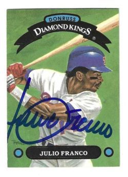 Autographed JULIO FRANCO Texas Rangers 1992 Donruss Diamond King