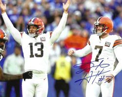 Autographed DUSTIN HOPKINS 8X10 Cleveland Browns Photo
