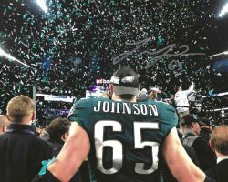 Autographed LANE JOHNSON Philadelphia Eagles 8X10 Photo