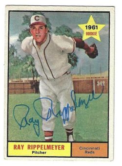 Autographed RAY RIPPLEMEYER Cincinnati Reds 1961 Topps Card