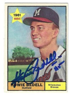 Autographed HOWIE BEDELL Milwaukee Braves 1961 Topps Card