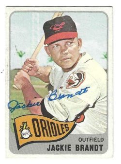 Autographed JACKIE BRANDT Baltimore Orioles 1965 Topps Card