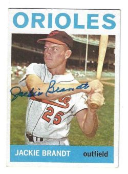 Autographed JACKIE BRANDT Baltimore Orioles 1964 Topps Card