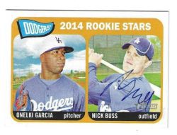 Autographed NICK BUSS Los Angeles Dodgers 2014 Topps Heritage Card #331
