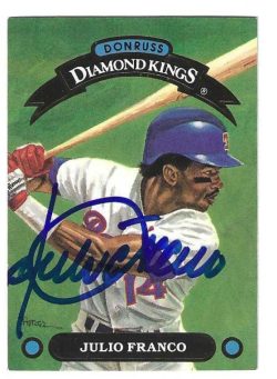 Autographed JULIO FRANCO Texas Rangers 1992 Donruss Diamond King
