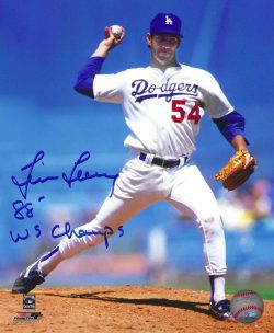 AUTOGRAPHED TIM LEARY "88 WS Champs" 8x10 Los Angeles Dodgers photo