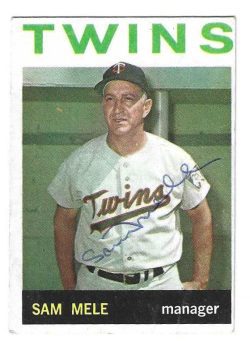 Autographed SAM MELE Minnesota Twins 1964 Topps Card