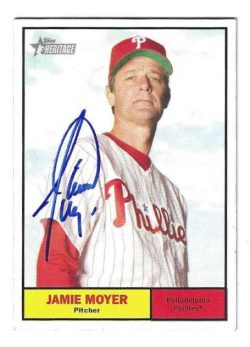 Autographed JAMIE MOYER Philadelphia Phillies 2010 Topps Heritage Card #330