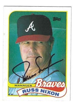 Autographed RUSS NIXON Atlanta Braves 1989 Topps Card