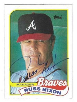 Autographed RUSS NIXON Atlanta Braves 1989 Topps Card